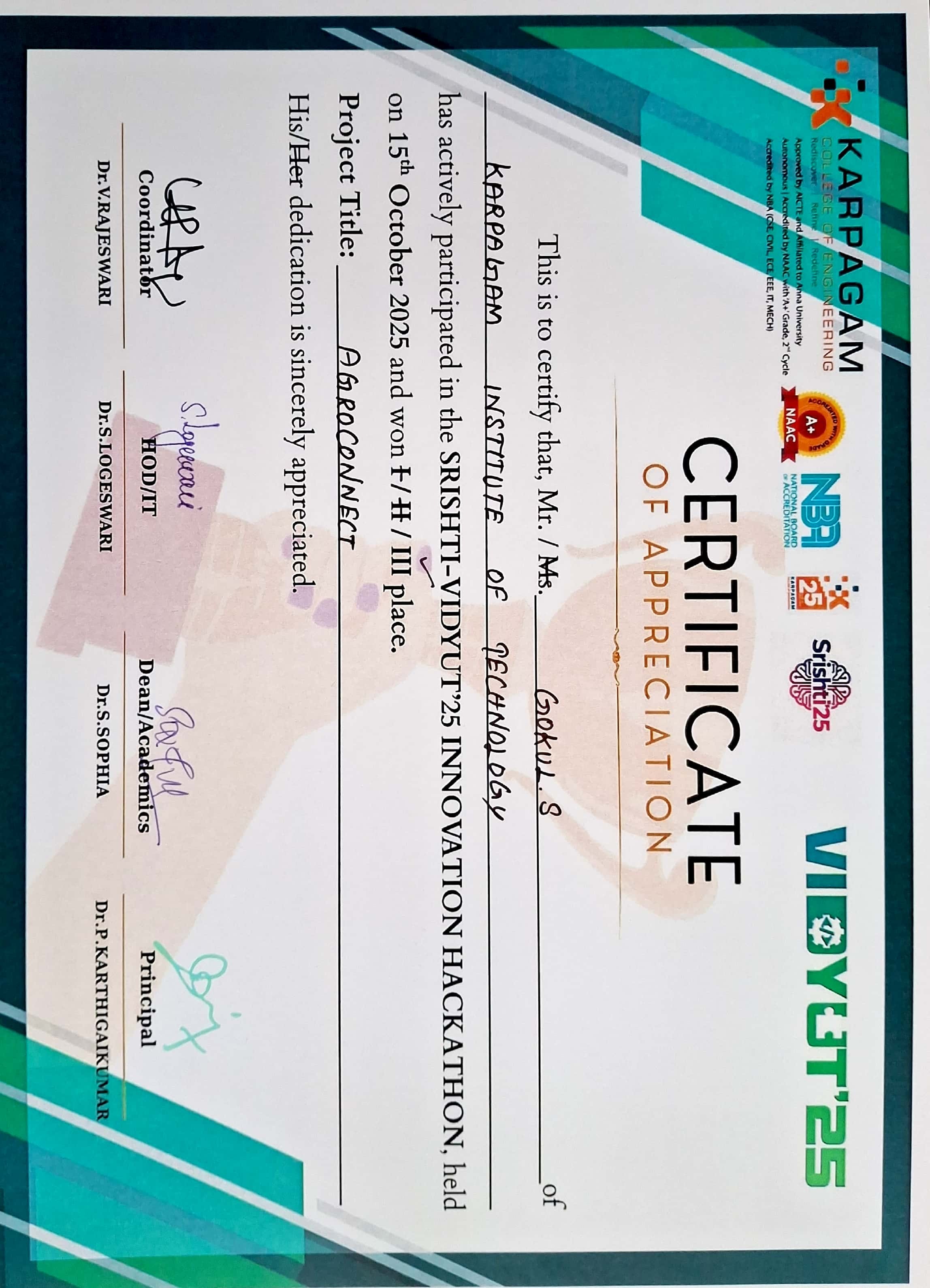 Internal Hackathon 3rd Prize